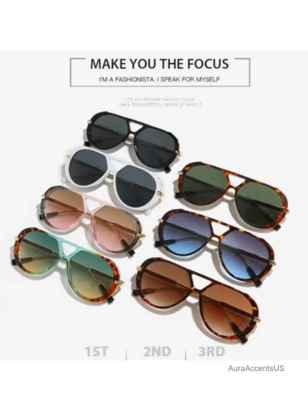 Oversized Aviator Sunglasses UV400 Protection Unisex Retro 70s Style